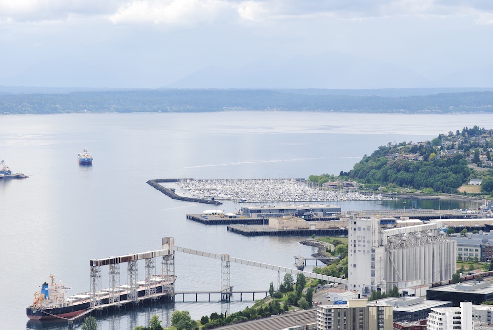 marina views from the top of Seattle's space needle - G&L Seattle Travel guide