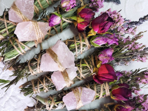 rose quartz smudge sticks
